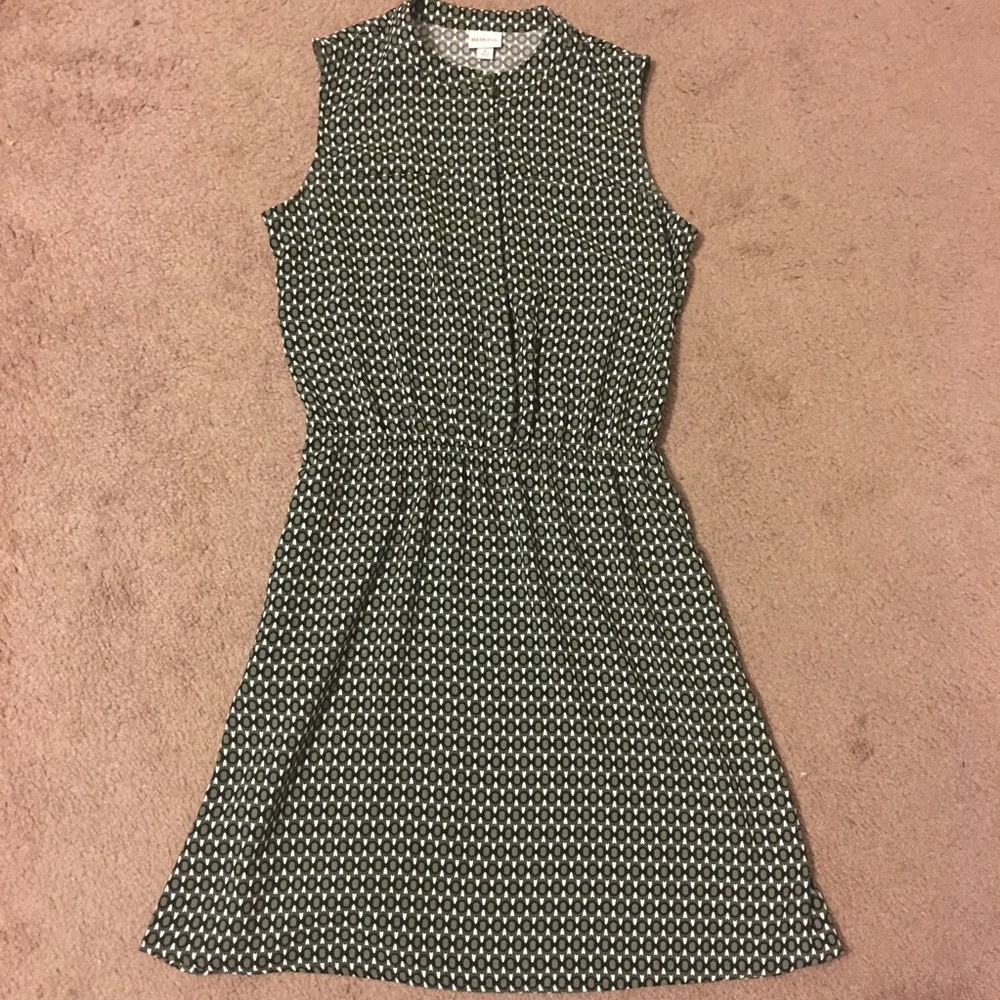 Green, black and white dress